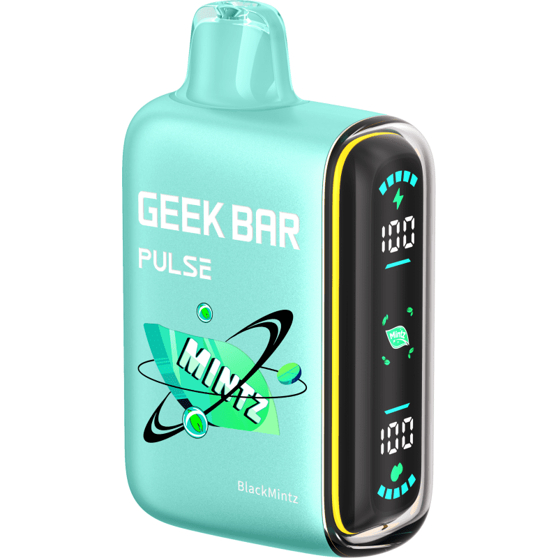 Black Mintz Geek Bar Pulse featuring a sweet blackberry and cool mint flavor blend.