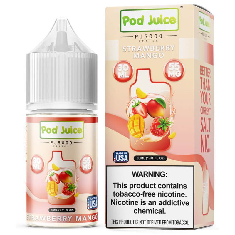 Strawberry Mango Pod Juice 30mL bottle featuring a sweet and tropical blend of strawberry and mango flavors.