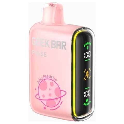 A 16ml Juicy Peach Ice Geek Bar Pulse by Vape4Less.