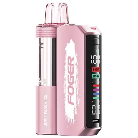 A Juicy Peach Ice Foger Switch Pro Pod 30K featuring sweet peach and icy flavors. by Vape4Less.
