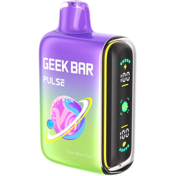 Sour Blue Dust Geek Bar Pulse featuring sweet blueberry and zesty lemonade flavors.