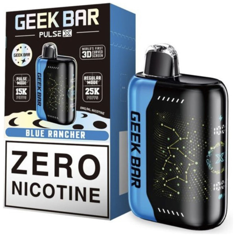 Blue Rancher Geek Bar Pulse X 25K Zero Nicotine – Blue Raspberry Candy Vape