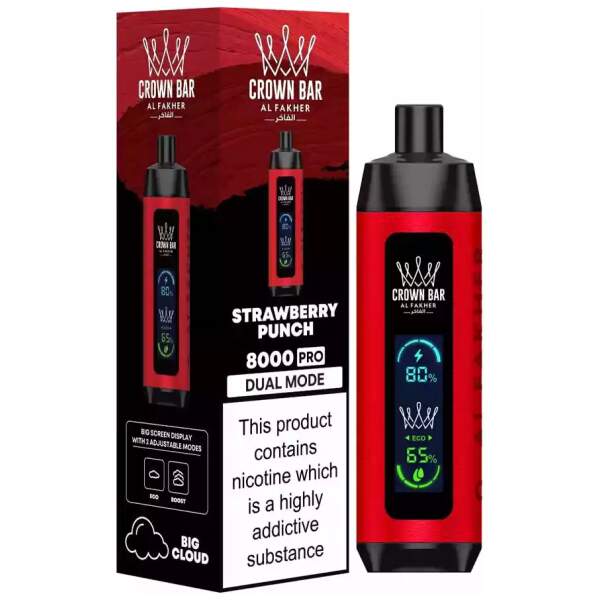 Strawberry Punch Al Fakher Crown Bar 8000 Pro – Bold Strawberry Flavor