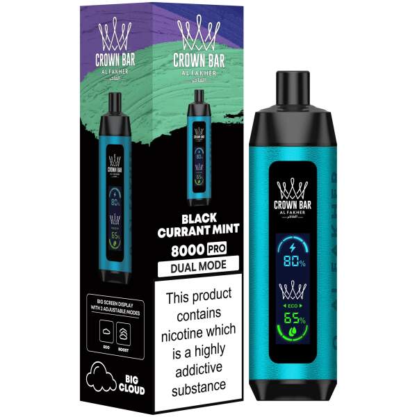 Black Currant Mint Al Fakher Crown Bar 8000 Pro – Fruity & Refreshing Vape