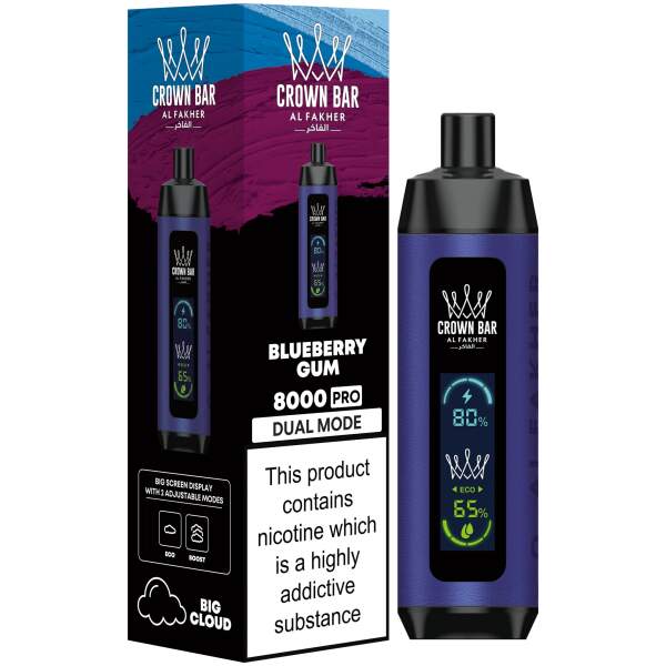 Blueberry Gum Al Fakher Crown Bar 8000 Pro – Blueberry and Bubble Gum Vape