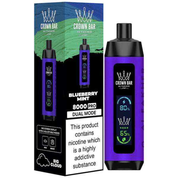 Blueberry Mint Al Fakher Crown Bar 8000 Pro – Fruity Mint Vape