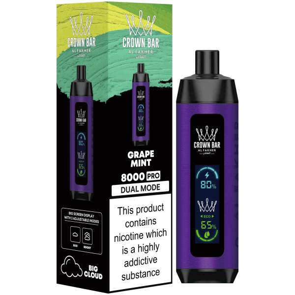 Grape Mint Al Fakher Crown Bar 8000 Pro – Sweet Grape with Refreshing Mint Flavor