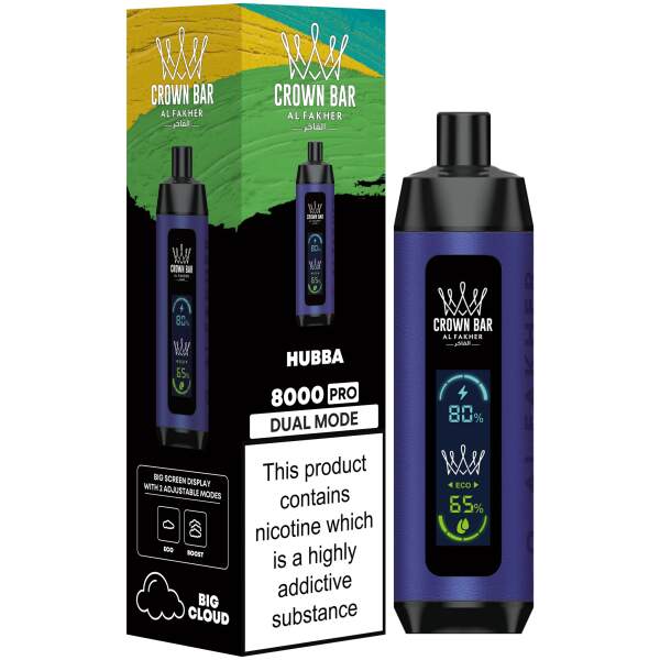 Hubba Al Fakher Crown Bar 8000 Pro – Bubble Gum Vape