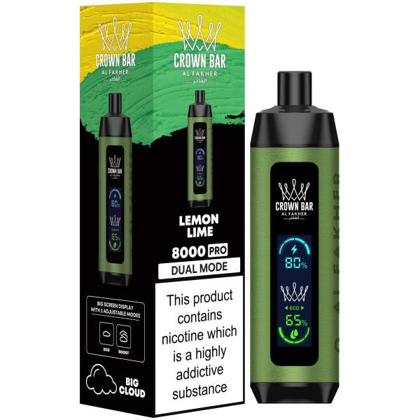 Lemon Lime Al Fakher Crown Bar 8000 Pro – Zesty Citrus Flavor Vape