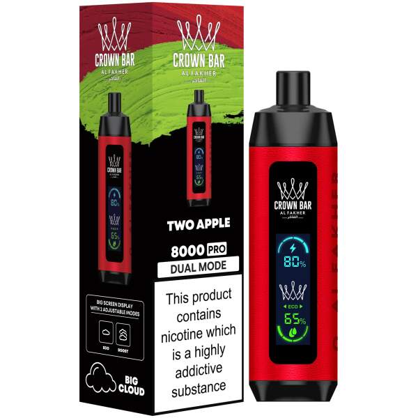 Two Apple Al Fakher Crown Bar 8000 Pro – Double Apple Vape Flavor