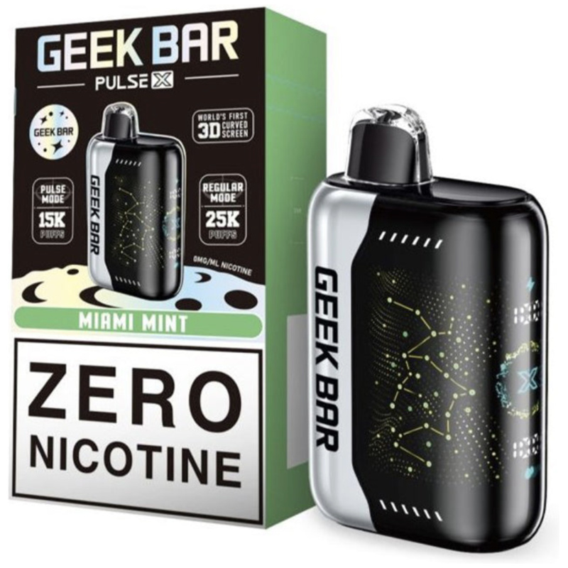 Miami Mint Geek Bar Pulse X 25K Zero Nicotine – Icy Cool Mint Vape