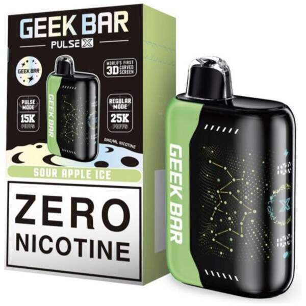 Sour Apple Ice Geek Bar Pulse X 25K Zero Nicotine – Crisp Green Apple Menthol Vape