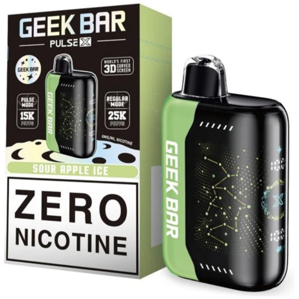 Sour Apple Ice Geek Bar Pulse X 25K Zero Nicotine – Crisp Green Apple Menthol Vape