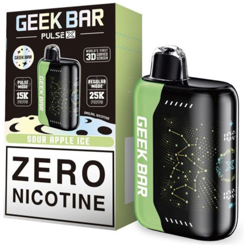 Sour Apple Ice Geek Bar Pulse X 25K Zero Nicotine – Crisp Green Apple Menthol Vape