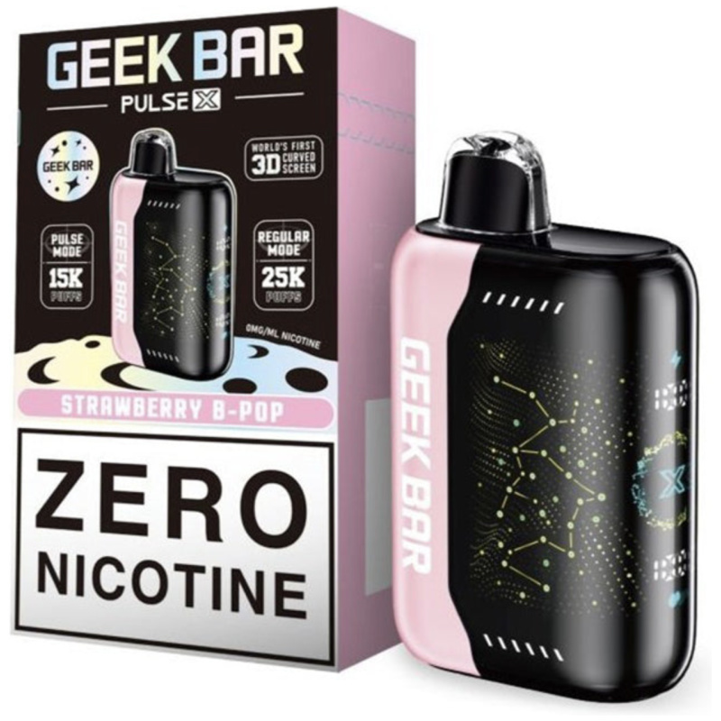 Strawberry B-Pop Geek Bar Pulse X 25K Zero Nicotine – Sweet Strawberry Candy Vape