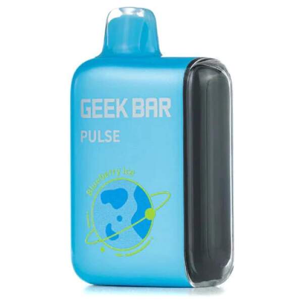 Blueberry Ice Geek Bar Pulse combines crisp taste of ripe blueberries layered with an arctic cool finish. —up to 15,000 puffs of fruity delight.