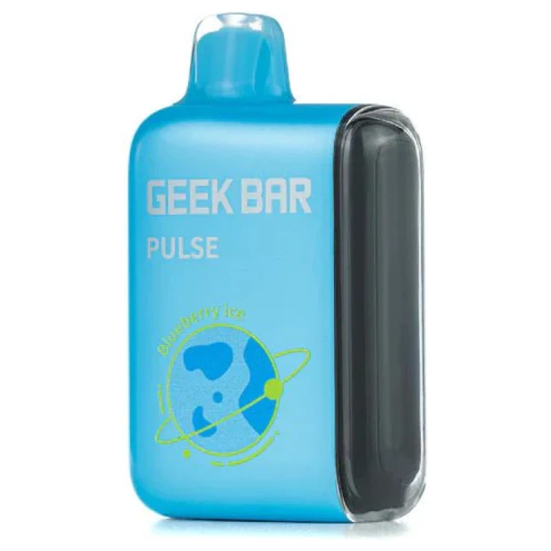 Blueberry Ice Geek Bar Pulse combines crisp taste of ripe blueberries layered with an arctic cool finish. —up to 15,000 puffs of fruity delight.