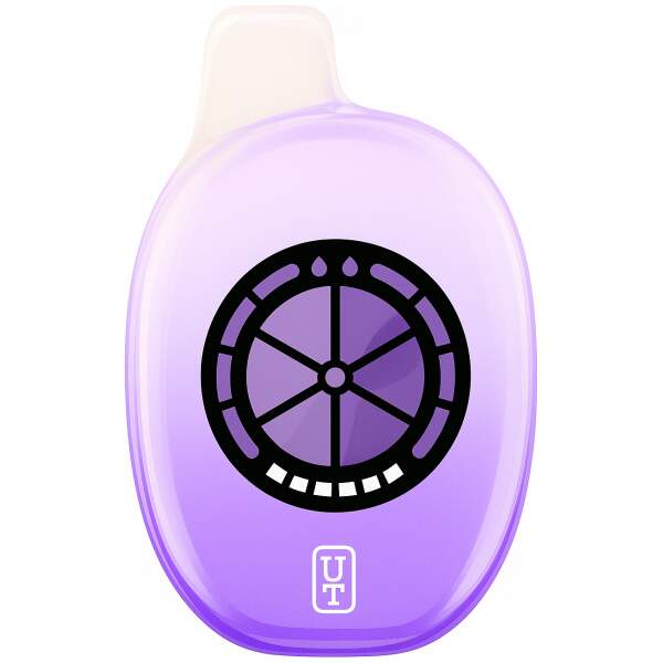 Raspberry Grape / Guava UT 50K disposable vape with tropical fruit mix design featuring raspberry, grape, and guava graphics.