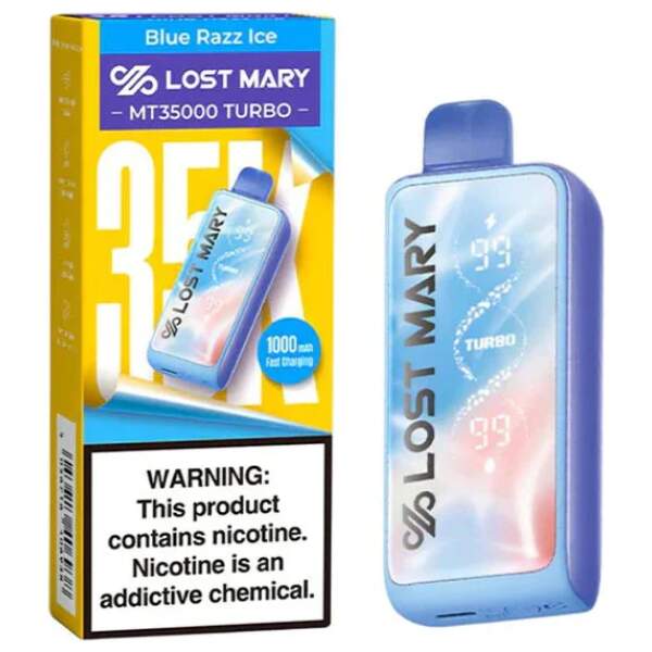 Blue Razz Ice Lost Mary MT35000 Turbo disposable vape 35000 puffs blue raspberry menthol flavor