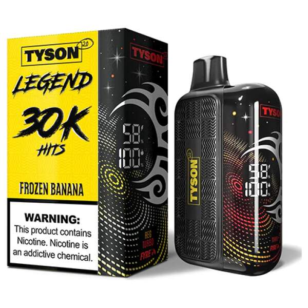 Frozen Banana Tyson 2.0 Legend 30K disposable vape 30000 puffs creamy menthol iced banana flavor