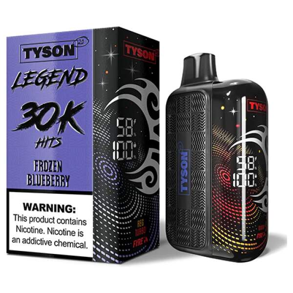 Frozen Blueberry Tyson 2.0 Legend 30K disposable vape 30000 puffs sweet tart berry menthol icy flavor