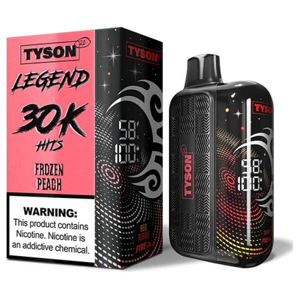 Frozen Peach Tyson 2.0 Legend 30K disposable vape 30000 puffs luscious peach menthol icy flavor