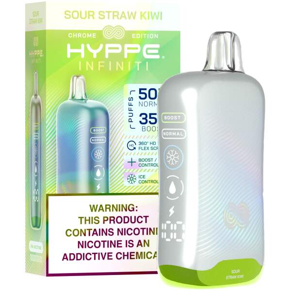 Sour Straw Kiwi Hyppe Infiniti 50K disposable vape 50000 puffs strawberry kiwi sour candy flavor