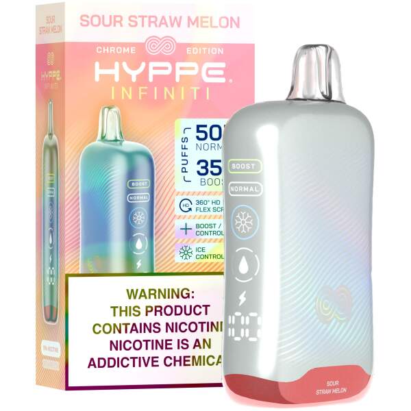 Sour Straw Melon Hyppe Infiniti 50K disposable vape 50000 puffs watermelon sour candy flavor