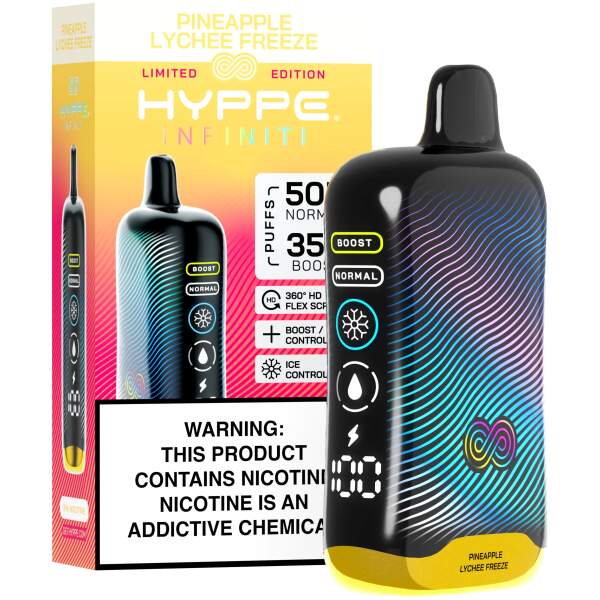 Pineapple Lychee Freeze Hyppe Infiniti 50K disposable vape 50000 puffs tropical pineapple lychee menthol