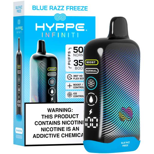 Blue Razz Freeze Hyppe Infiniti 50K disposable vape 50000 puffs blue raspberry menthol flavor