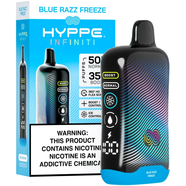 Blue Razz Freeze Hyppe Infiniti 50K disposable vape 50000 puffs blue raspberry menthol flavor