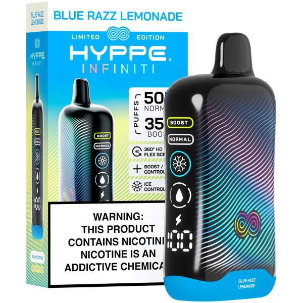 Blue Razz Lemonade Hyppe Infiniti 50K disposable vape 50000 puffs blue raspberry drink flavor