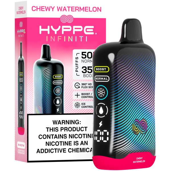 Chewy Watermelon Hyppe Infiniti 50K disposable vape 50000 puffs gummy candy flavor