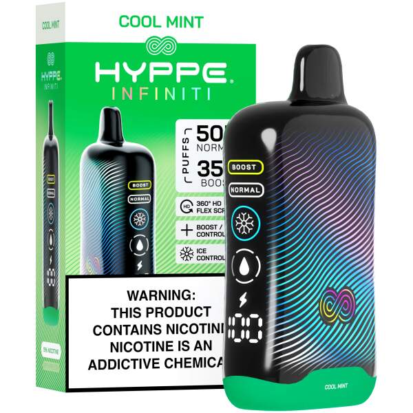 Cool Mint Hyppe Infiniti 50K disposable vape 50000 puffs clean mint menthol flavor