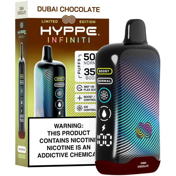Dubai Chocolate Hyppe Infiniti 50K disposable vape 50000 puffs rich milk chocolate flavor