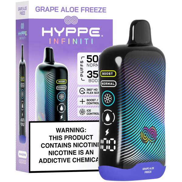 Grape Aloe Freeze Hyppe Infiniti 50K disposable vape 50000 puffs grape aloe menthol flavor