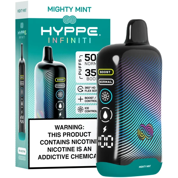 Mighty Mint Hyppe Infiniti 50K disposable vape 50000 puffs pure mint menthol flavor