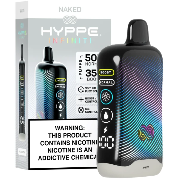 Naked Hyppe Infiniti 50K disposable vape 50000 puffs unflavored clear taste