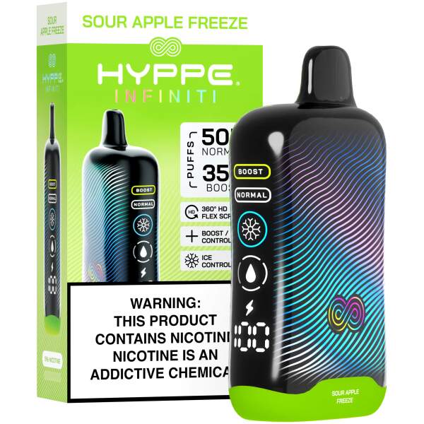 Sour Apple Freeze Hyppe Infiniti 50K disposable vape 50000 puffs sour apple menthol flavor