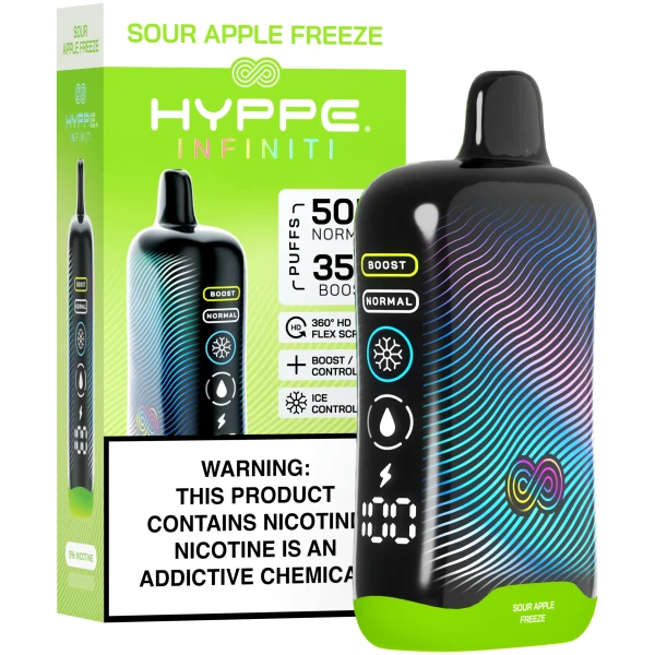 Sour Apple Freeze Hyppe Infiniti 50K disposable vape 50000 puffs sour apple menthol flavor