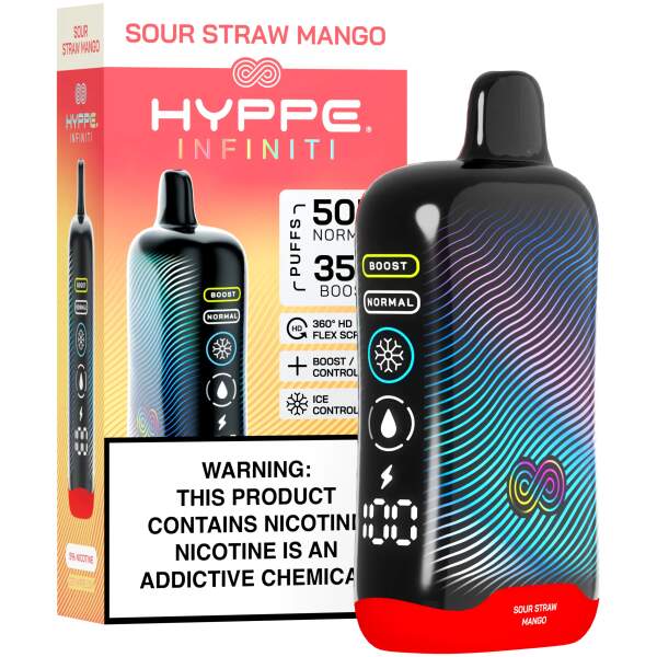 Sour Straw Mango Hyppe Infiniti 50K disposable vape 50000 puffs mango sour candy flavor