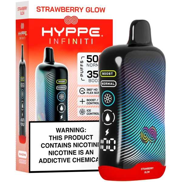 Strawberry Glow Hyppe Infiniti 50K disposable vape 50000 puffs sweet bright strawberry flavor