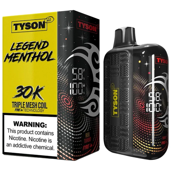 Menthol Gold Tyson 2.0 Legend 30K disposable vape 30000 puffs smooth classic menthol gold standard flavor
