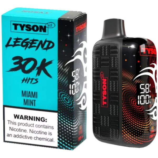 Miami Mint Tyson 2.0 Legend 30K disposable vape 30000 puffs sweet spearmint refreshing icy flavor