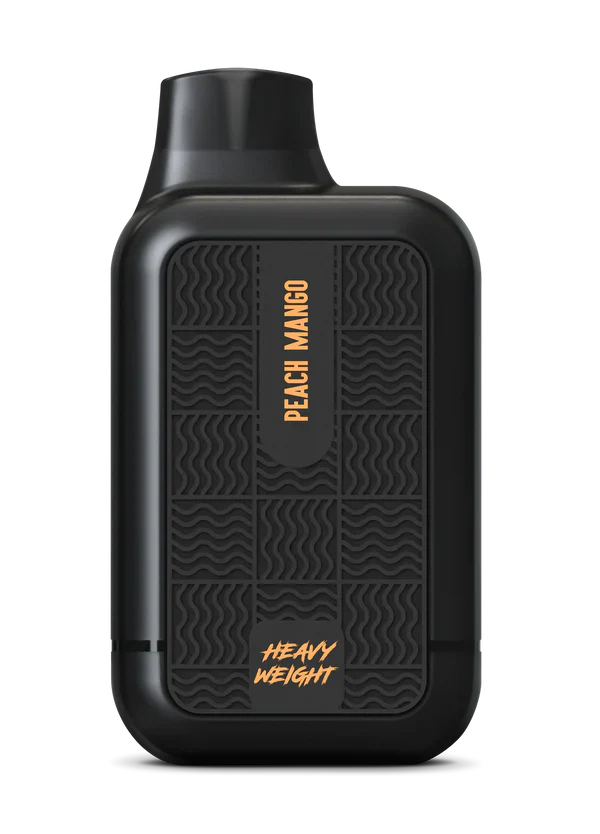 Peach Mango Tyson 2.0 Heavy Weight disposable vape with peach and mango fruit design and bright tropical colors.