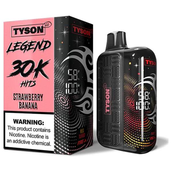 Strawberry Banana Tyson 2.0 Legend 30K disposable vape 30000 puffs creamy luscious ripe fruit flavor