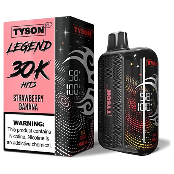 Strawberry Banana Tyson 2.0 Legend 30K disposable vape 30000 puffs creamy luscious ripe fruit flavor