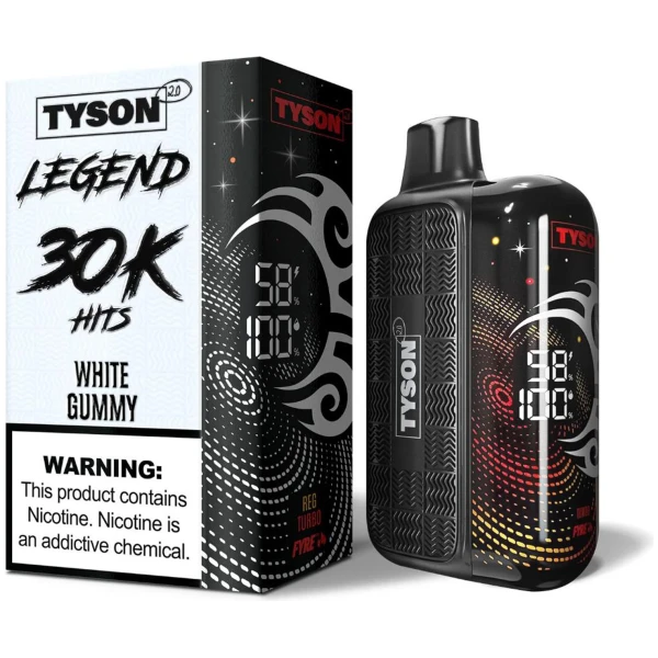 White Gummy Tyson 2.0 Legend 30K disposable vape 30000 puffs iconic candy pineapple tropical flavor