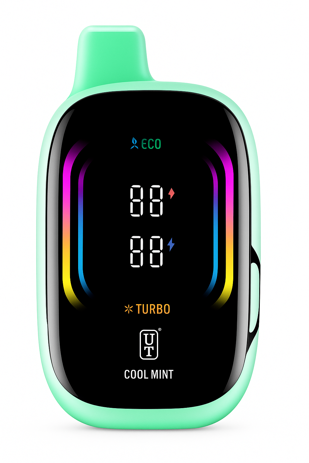 Cool Mint Float Mello Pro 50K disposable vape with icy mint leaf graphics and sleek frosty design.