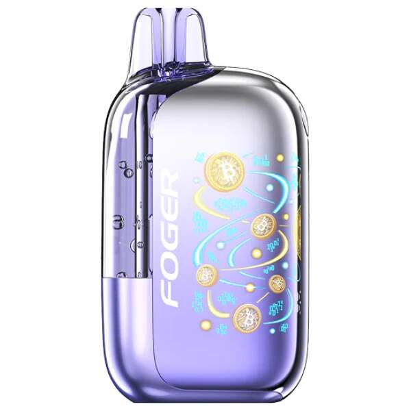 Sour Grape Gush Foger Bit 35K disposable vape with grape and sour candy-themed graphics.